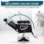 Fauteuil de barbier inclinable, fauteuil de salon, hauteur réglable, pivotant à 360°, appui-tête et repose-pieds réglables, base en métal, pour la maison
