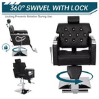Fauteuil de barbier inclinable, fauteuil de salon, hauteur réglable, pivotant à 360°, appui-tête et repose-pieds réglables, base en métal, pour la maison