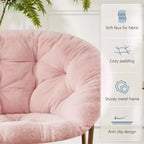 Chaise d'extérieur 2 pièces, Fauteuil lune confortable avec cadre en métal pliant, Siège accent floral pliable pour adultes, adolescents, chambre à coucher, dortoir ou salon