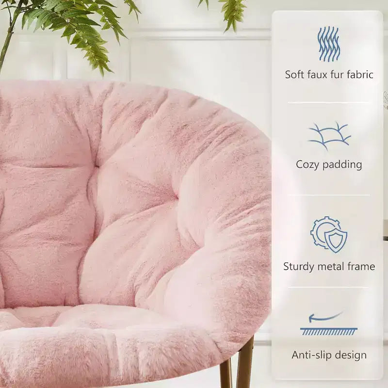 Chaise d'extérieur 2 pièces, Fauteuil lune confortable avec cadre en métal pliant, Siège accent floral pliable pour adultes, adolescents, chambre à coucher, dortoir ou salon