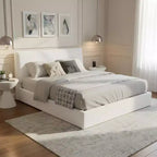 Christopher Knight Home Katha Boucle Upholstered Ergonomic Rubber Wood Platform Bed