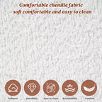 Lit plateforme ergonomique en bois d'hévéa rembourré en tissu bouclette, tête de lit incurvée