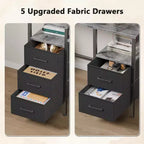 Bureau d'ordinateur gris de 47 pouces avec station de recharge, bureau de jeu réversible, lumières LED, 5 tiroirs en tissu, support d'écran, table d'écriture pour bureau à domicile