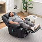 Fauteuil inclinable pivotant à 360° avec chauffage et massage, fauteuil inclinable à bascule manuel, porte-gobelets et poches de rangement, tissu chenille/cuir PU pour salon et chambre à coucher