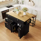 Zeus & Ruta Farmhouse Kitchen Island with Drop Leaf, Drawers, Power Outlet and 2 Seats