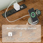 Meuble TV marron de 180 cm avec station de charge et lumières LED, meuble de divertissement pour téléviseurs jusqu'à 80 pouces, console multimédia de rangement, moderne pour salon et chambre.