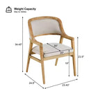 Chaises de salle à manger capitonnées en hévéa de style Mid-Century Modern, lot de 2