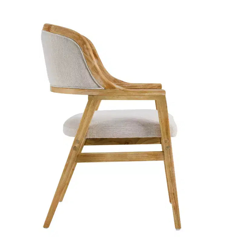 Chaises de salle à manger capitonnées en hévéa de style Mid-Century Modern, lot de 2