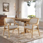 Christopher Knight Home Rosa Mid-Century Modern Rubberwood Upholstered Dining Chairs (Set of 2)