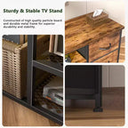 Meuble TV marron de 180 cm avec station de charge, lumières LED, 6 tiroirs en tissu, console multimédia en cuir PU pour téléviseurs jusqu'à 80 pouces, rangement de chambre à coucher