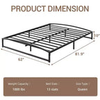 Cadre de lit plateforme en métal Queen Size avec arche, profil de 25,4 cm, lattes robustes