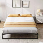 Cadre de lit plateforme en métal Queen Size avec arche, profil de 25,4 cm, lattes robustes