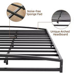 Cadre de lit plateforme en métal Queen Size avec arche, profil de 25,4 cm, lattes robustes