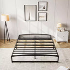 Cadre de lit plateforme en métal Queen Size avec arche, profil de 25,4 cm, lattes robustes