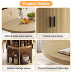 Table à manger ronde à pied central de 35,5 po avec étagère de rangement, base en bois, pour petit espace