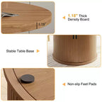 Table à manger ronde à pied central de 35,5 po avec étagère de rangement, base en bois, pour petit espace