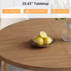 Table à manger ronde à pied central de 35,5 po avec étagère de rangement, base en bois, pour petit espace