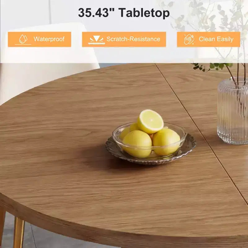 Table à manger ronde à pied central de 35,5 po avec étagère de rangement, base en bois, pour petit espace