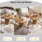 Table à manger ronde à pied central de 35,5 po avec étagère de rangement, base en bois, pour petit espace