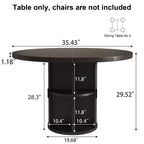 Table à manger ronde à pied central de 35,5 po avec étagère de rangement, base en bois, pour petit espace
