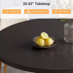 Table à manger ronde à pied central de 35,5 po avec étagère de rangement, base en bois, pour petit espace