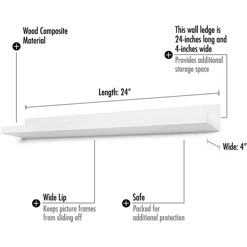 Étagère murale flottante, blanc, bois composite, 61 cm