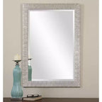 Miroir mural rectangulaire argent vieilli, 74 x 104 cm, verre biseauté