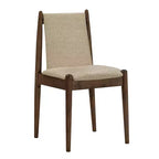 Chaises de salle à manger, fini noyer, ensemble de 2, bois d'hévéa, dossier tressé