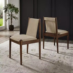 Chaises de salle à manger, fini noyer, ensemble de 2, bois d'hévéa, dossier tressé