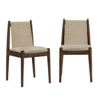 Chaises de salle à manger, fini noyer, ensemble de 2, bois d'hévéa, dossier tressé