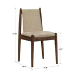 Chaises de salle à manger, fini noyer, ensemble de 2, bois d'hévéa, dossier tressé