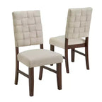 Arvo Walnut Finish Woven Back Dining Chairs (Set of 2) - iNSPIREQ