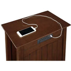 Table d'appoint rectangulaire en bois avec station de recharge intégrée, noir