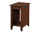 Table d'appoint rectangulaire en bois avec station de recharge intégrée, noir
