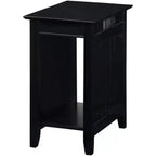 Table d'appoint rectangulaire en bois avec station de recharge intégrée, noir