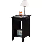 Table d'appoint rectangulaire en bois avec station de recharge intégrée, noir