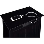 Table d'appoint rectangulaire en bois avec station de recharge intégrée, noir
