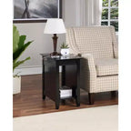 Table d'appoint rectangulaire en bois avec station de recharge intégrée, noir
