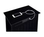 Table d'appoint rectangulaire en bois avec station de recharge intégrée, noir