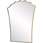 Miroir de courtoisie en laiton antique, arcade festonnée, 24" x 30,5", fixation murale