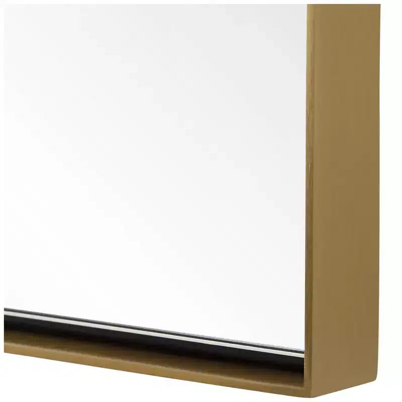 Miroir de courtoisie en laiton antique, arcade festonnée, 24" x 30,5", fixation murale