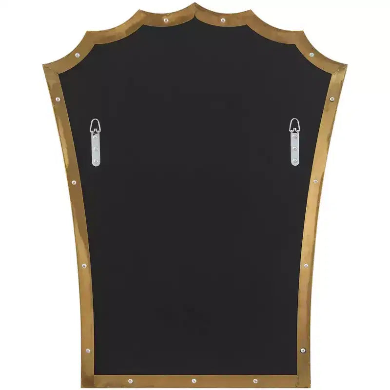 Miroir de courtoisie en laiton antique, arcade festonnée, 24" x 30,5", fixation murale