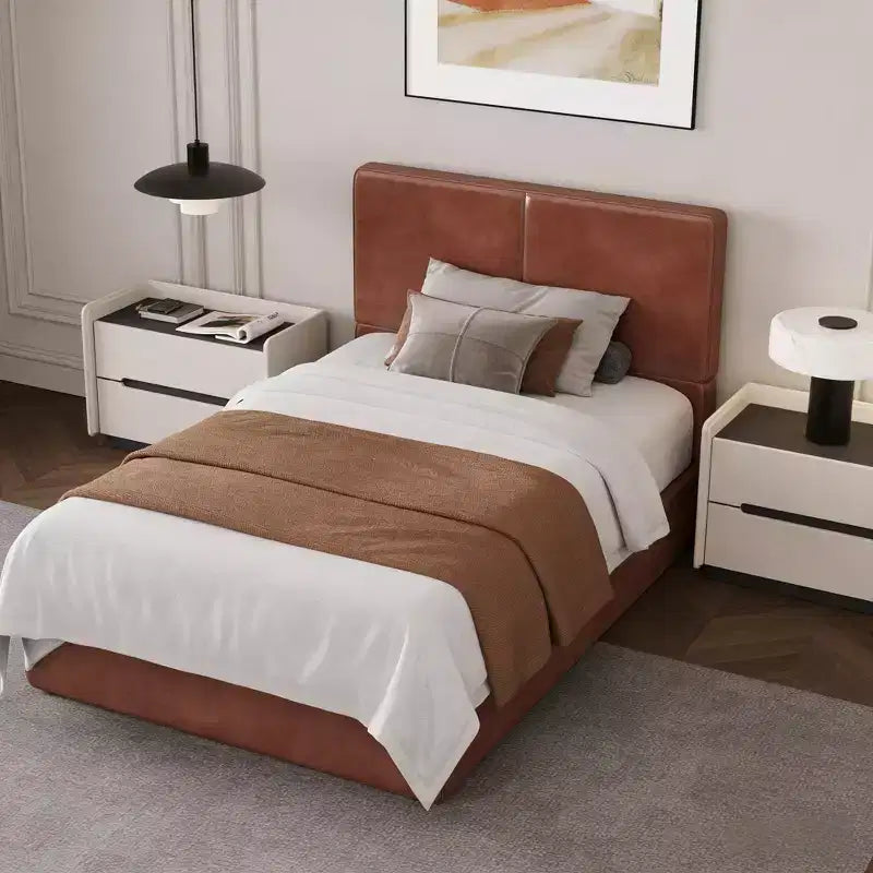 Cadre de lit plateforme rembourré avec support à lattes en bois pour chambre à coucher