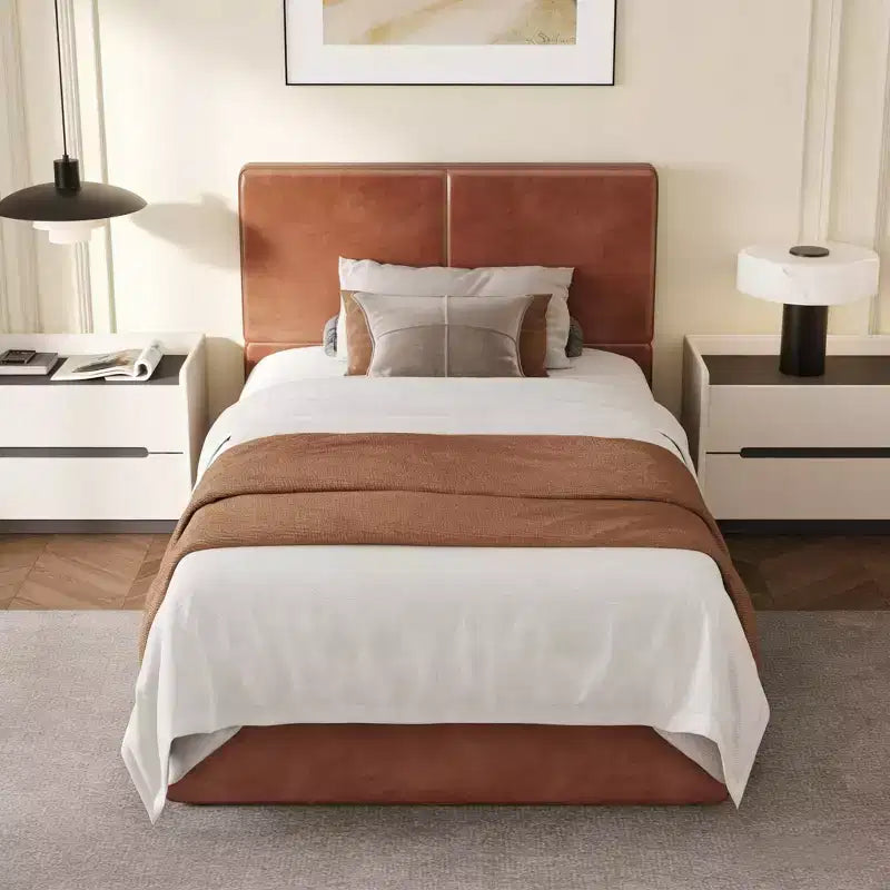 Cadre de lit plateforme rembourré avec support à lattes en bois pour chambre à coucher