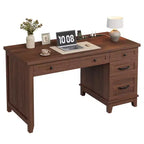Bureau double en bois rustique avec 4 tiroirs classeurs, table d'écriture pour 2 personnes pour bureau à domicile