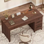Bureau double en bois rustique avec 4 tiroirs classeurs, table d'écriture pour 2 personnes pour bureau à domicile