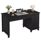 Bureau double en bois rustique avec 4 tiroirs classeurs, table d'écriture pour 2 personnes pour bureau à domicile
