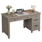 Bureau double en bois rustique avec 4 tiroirs classeurs, table d'écriture pour 2 personnes pour bureau à domicile