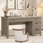 Bureau double en bois rustique avec 4 tiroirs classeurs, table d'écriture pour 2 personnes pour bureau à domicile