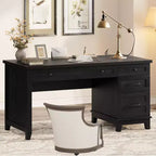 Bureau double en bois rustique avec 4 tiroirs classeurs, table d'écriture pour 2 personnes pour bureau à domicile